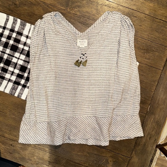 Mirth Handmade Edition Cotton Woven Black White Tank Top Tassel Accent Top S